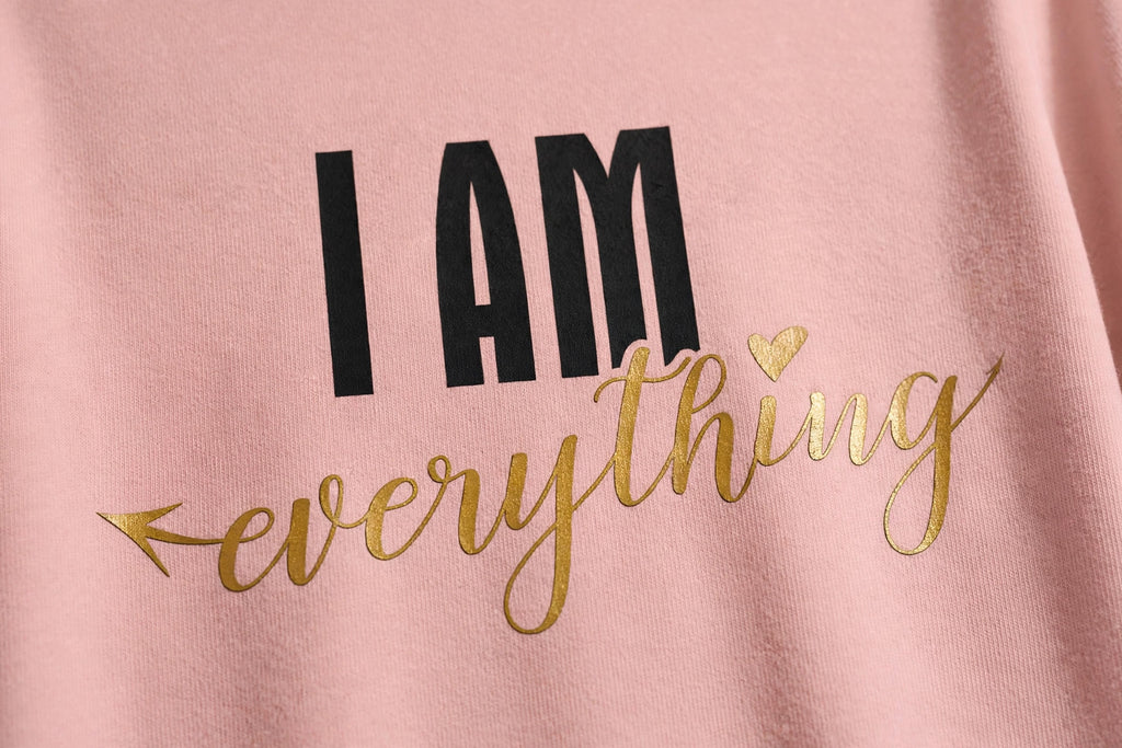 I Have / I Am Couple T-Shirt Set – 180 GSM – women's print detail close-up