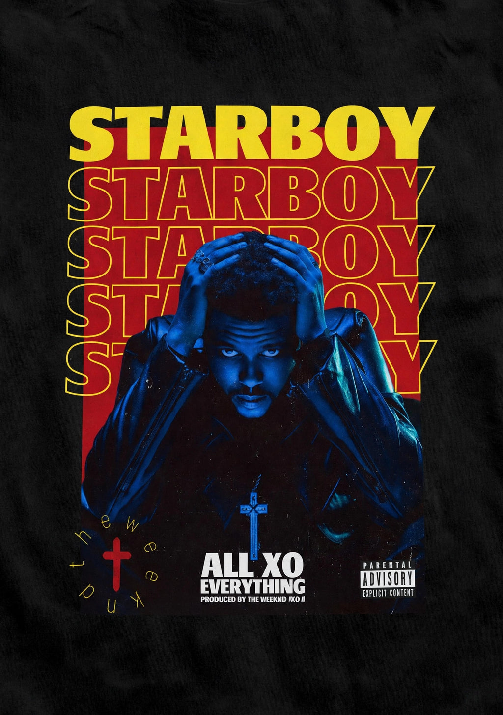 Starboy / Stargirl Couple T-Shirt Set – 180 GSM – STARBOY print detail close-up