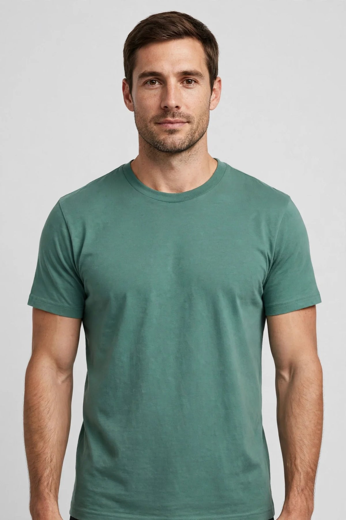 Men Sea Green Solid T-Shirt