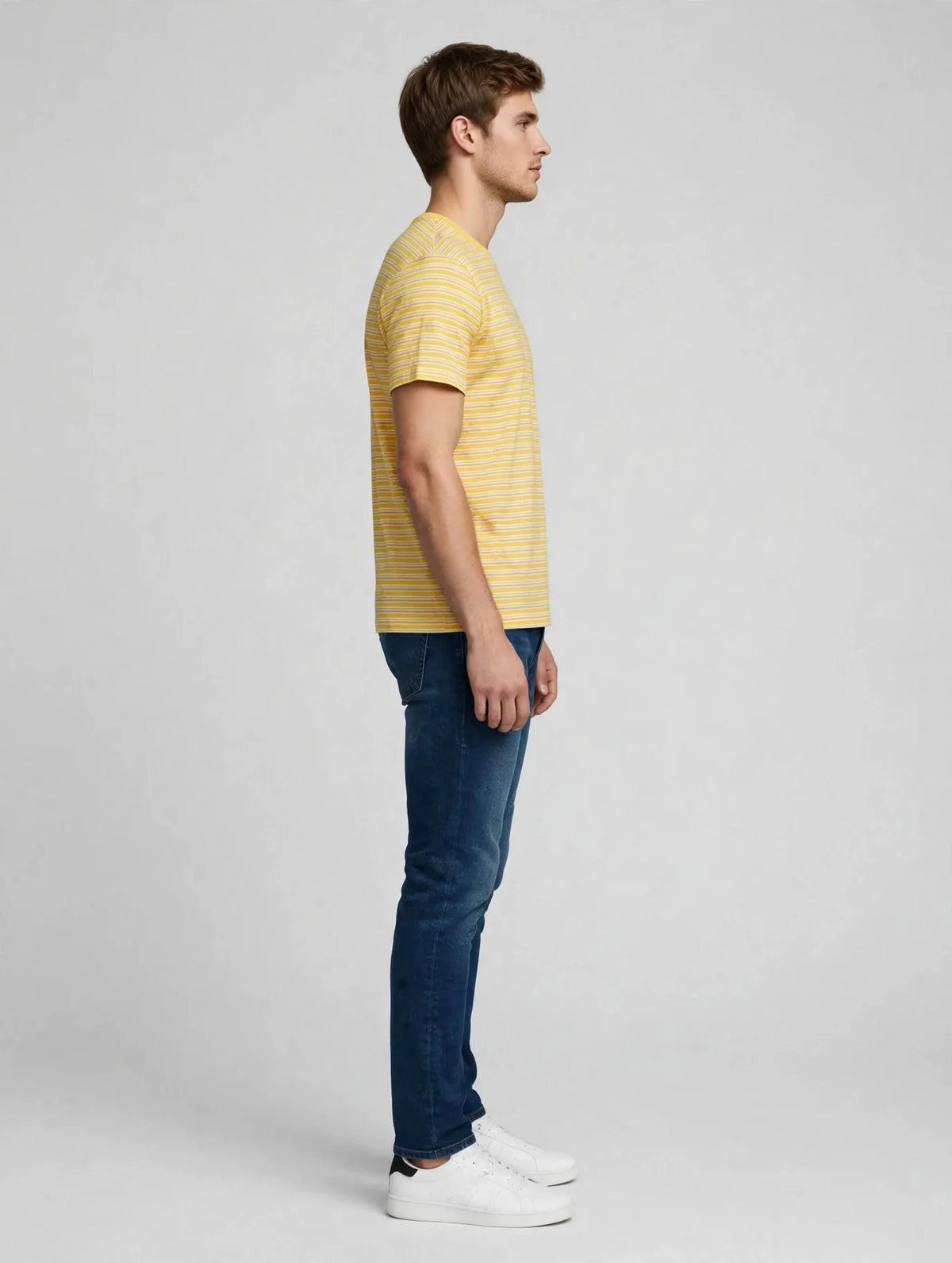 Men Yellow Striped T-Shirt