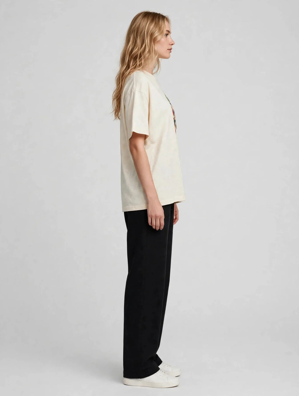 Women Cream Berry Graphic Oversized T-Shirt
