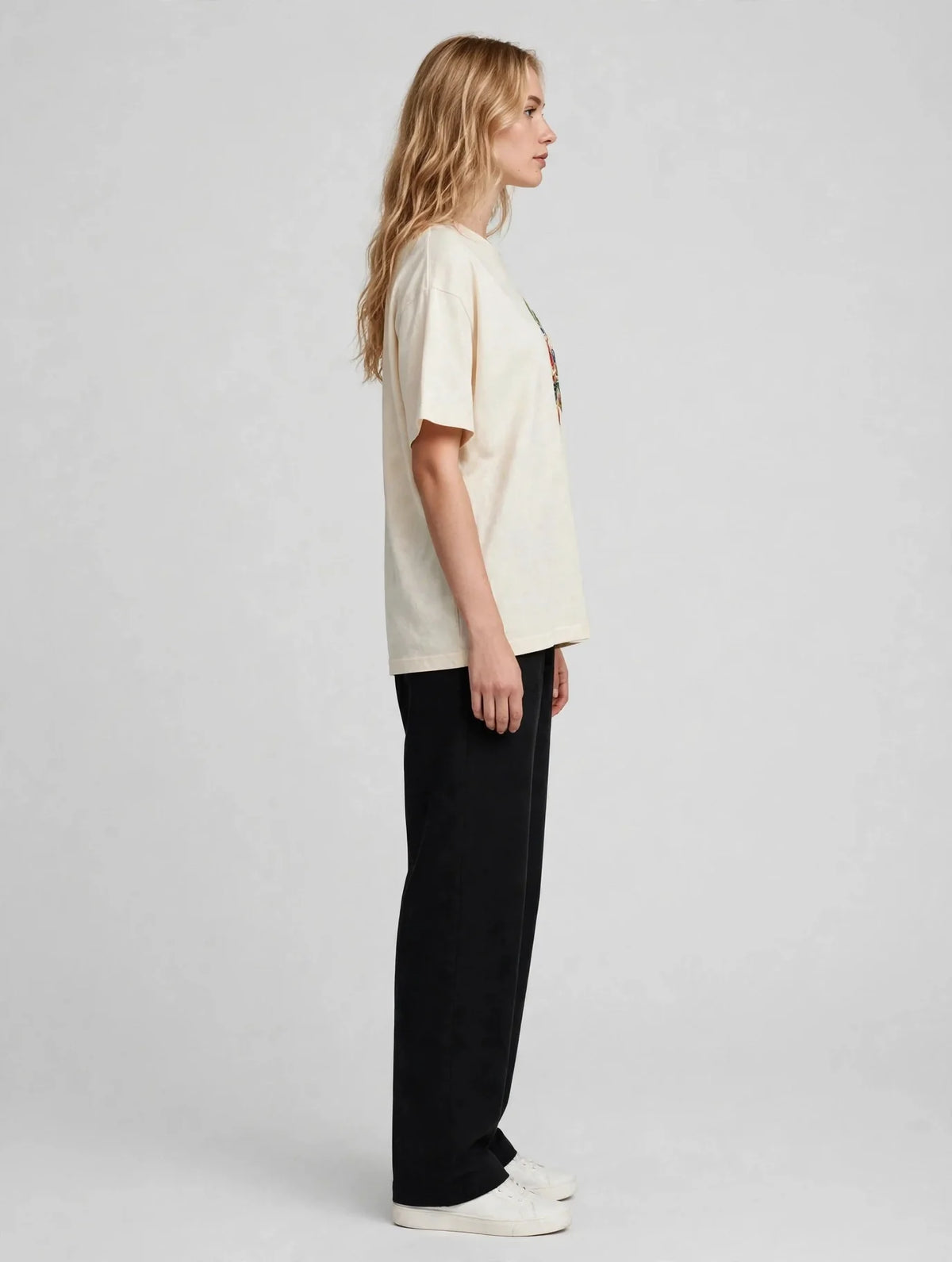 Women Cream Berry Graphic Oversized T-Shirt