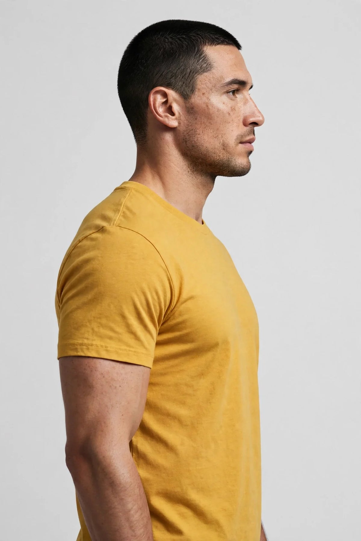 Men Mustard Yellow Solid T-Shirt