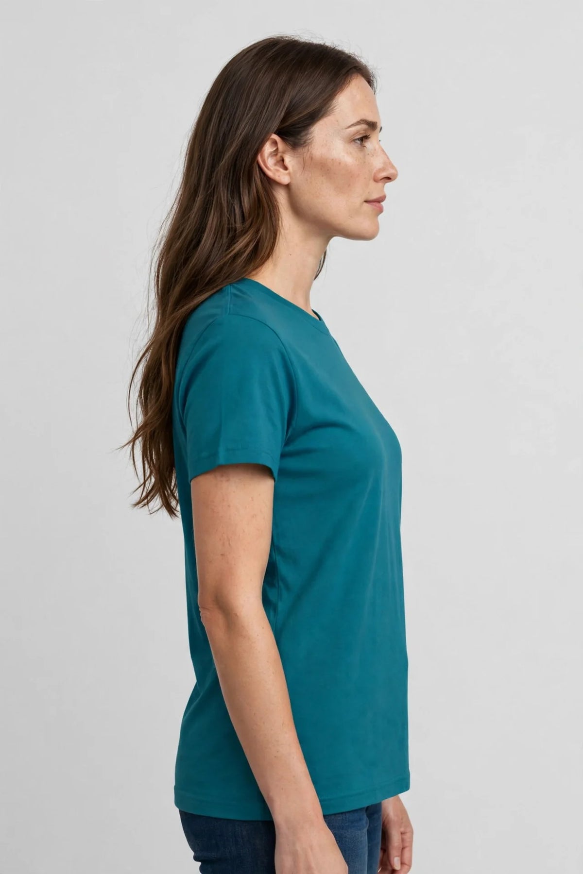 Women Teal Solid T-Shirt