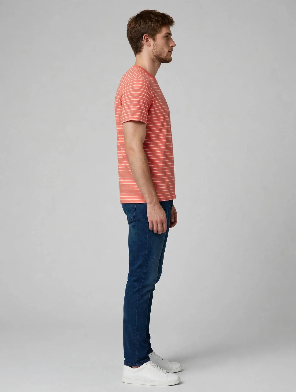 Men Coral Striped T-Shirt