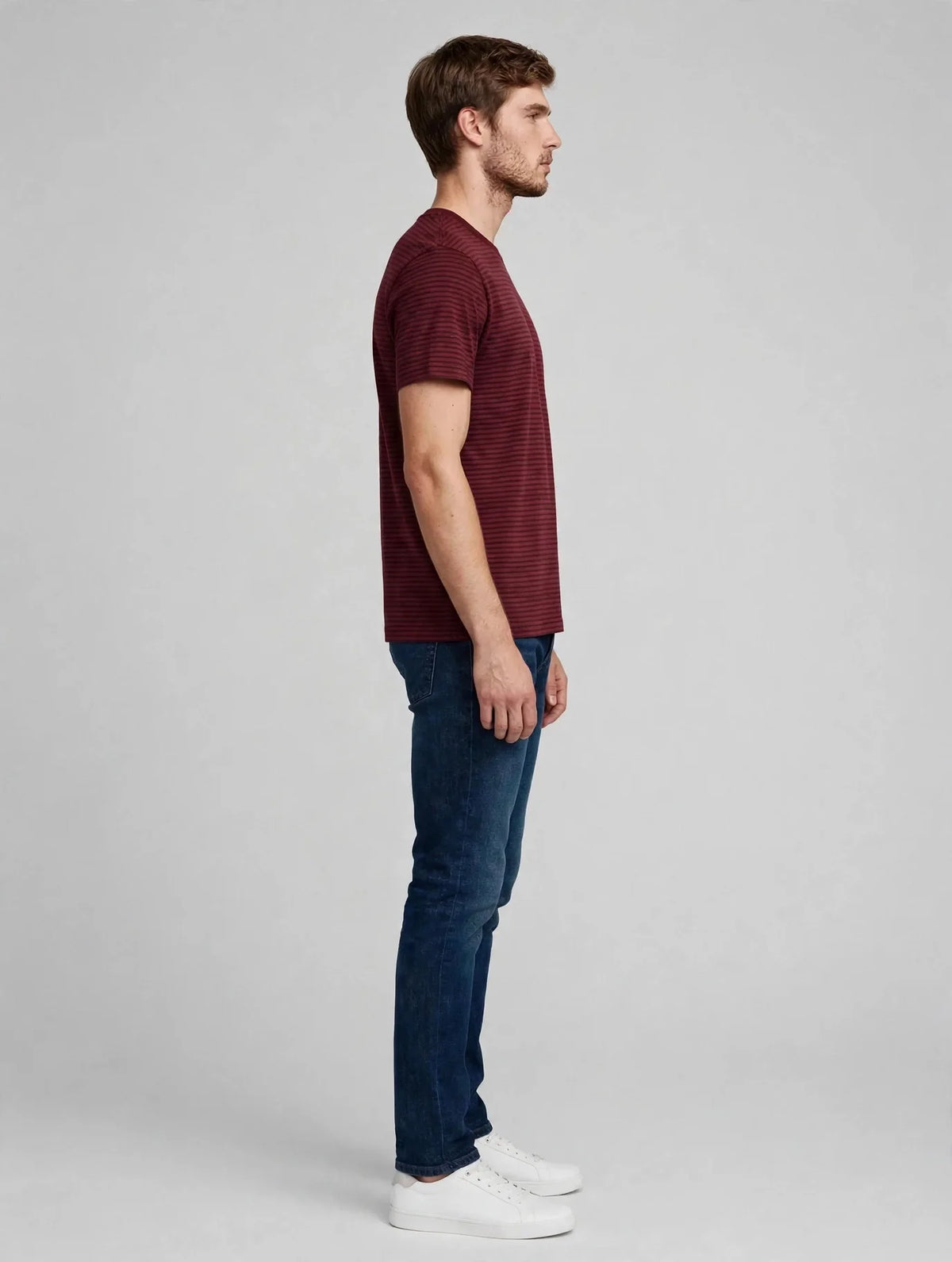 Men Maroon Striped T-Shirt