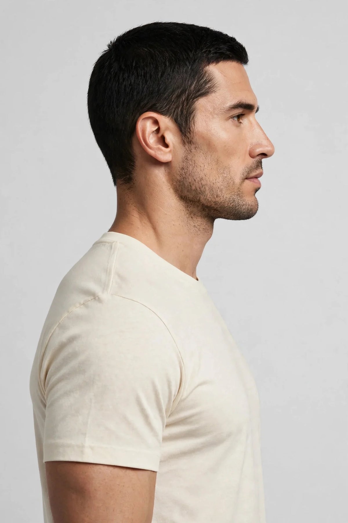 Men Cream Solid T-Shirt