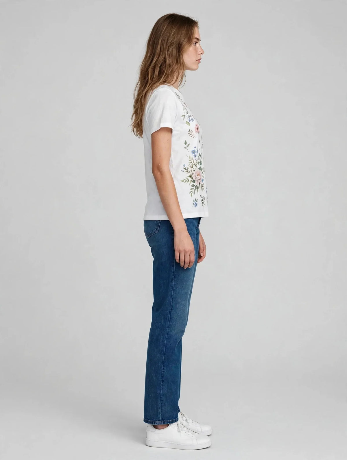 Women White Floral Graphic T-Shirt