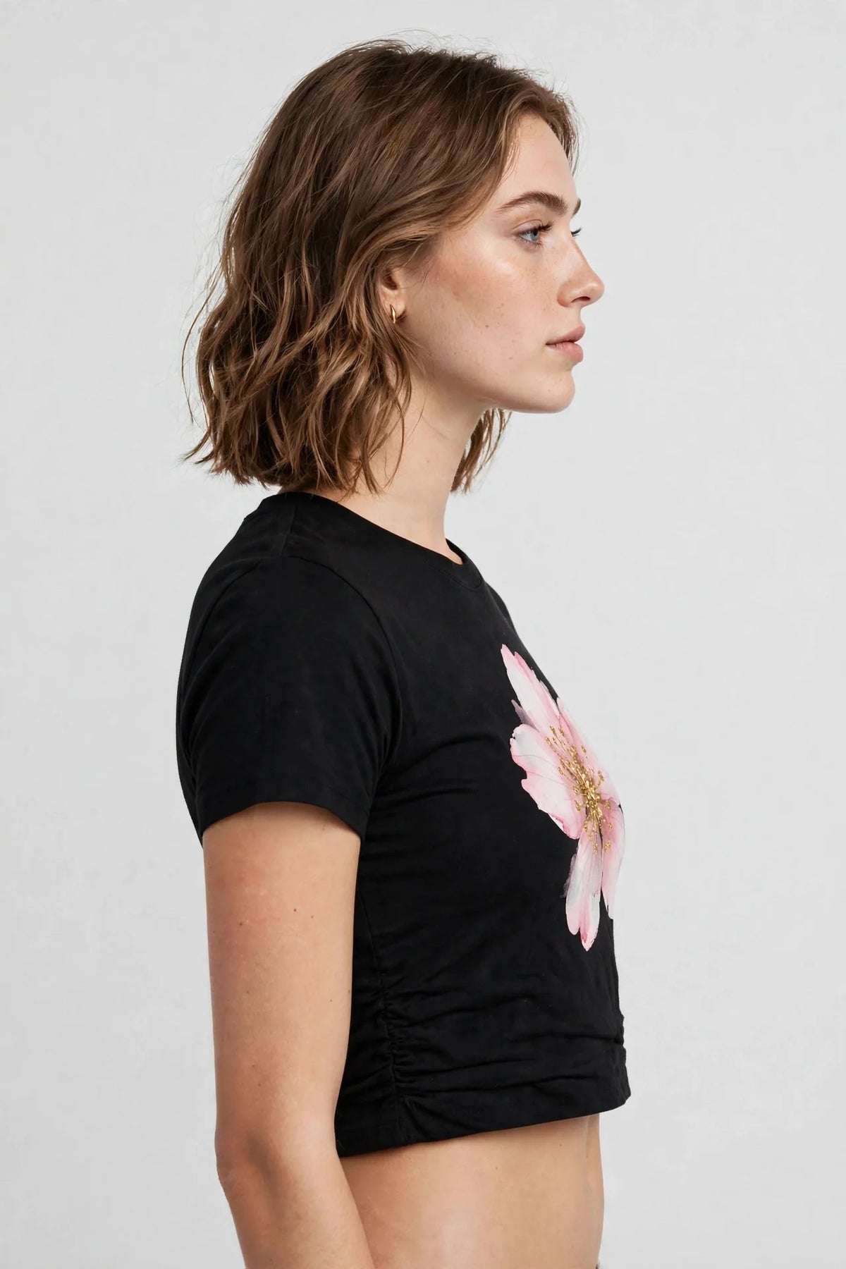 Pineberry Pink Flower Crop Top