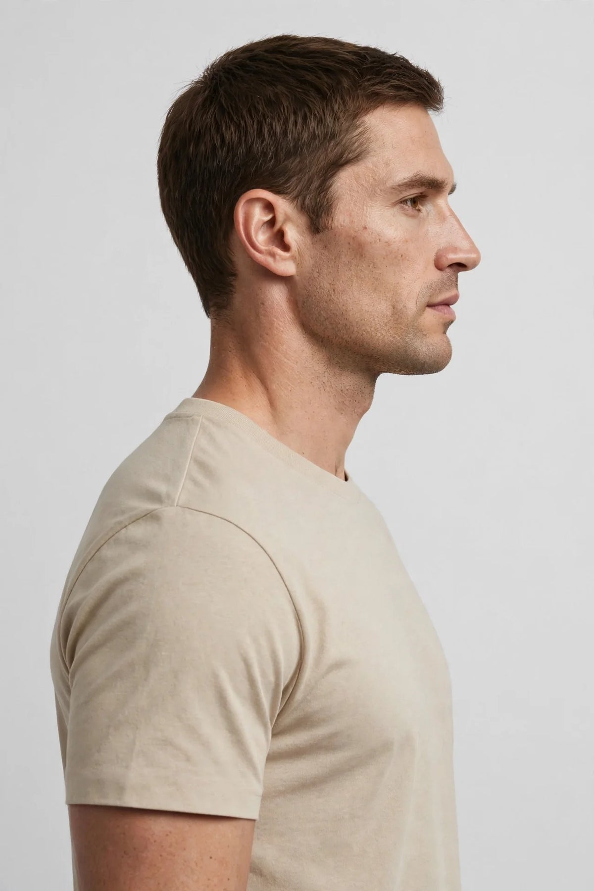 Men Beige Solid T-Shirt