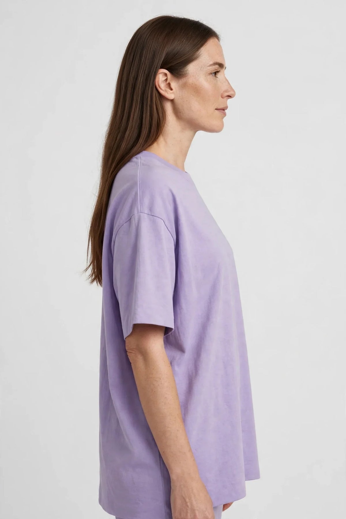 Women Lavender Plain Oversized T-Shirt