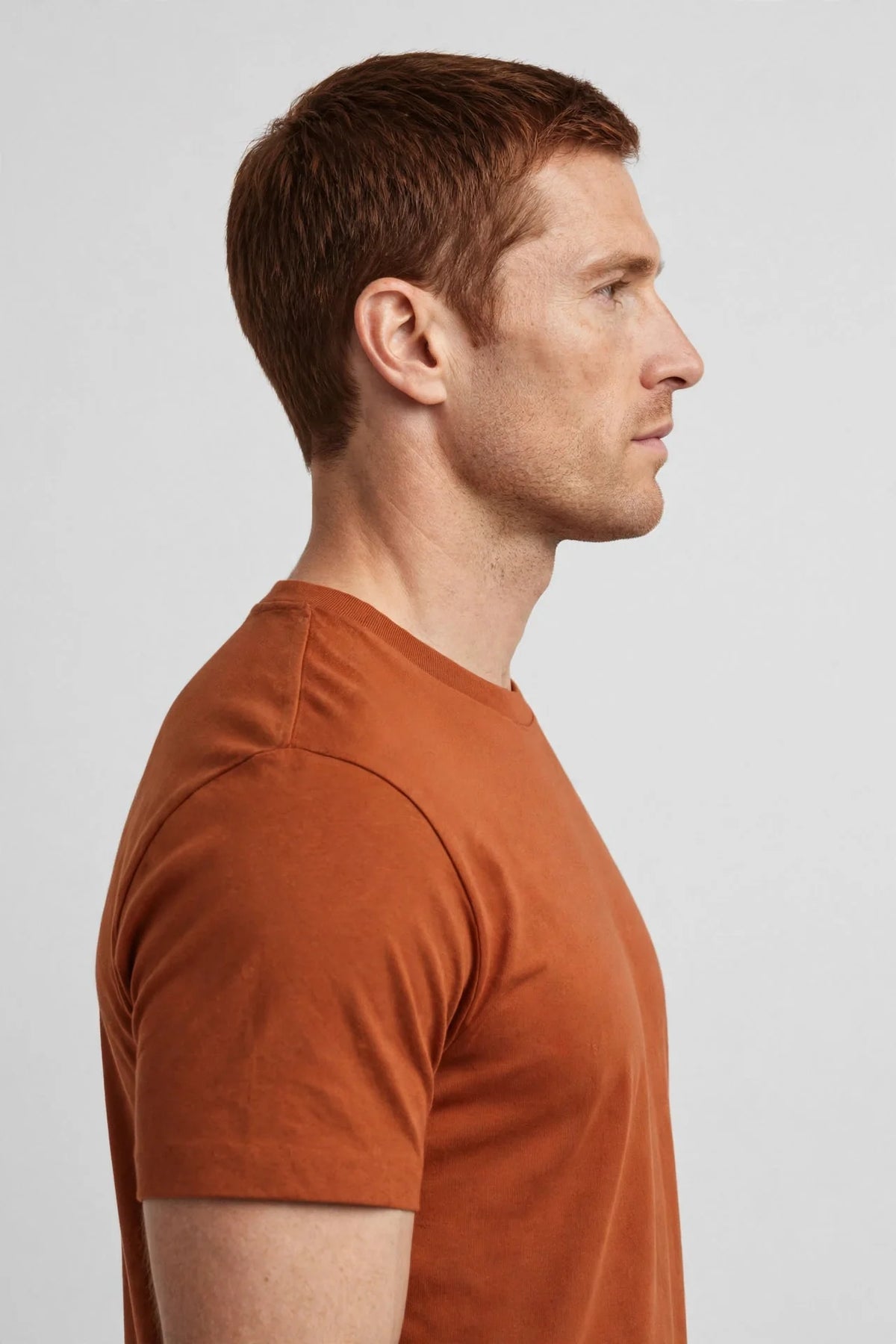 Men Rust Orange Solid T-Shirt