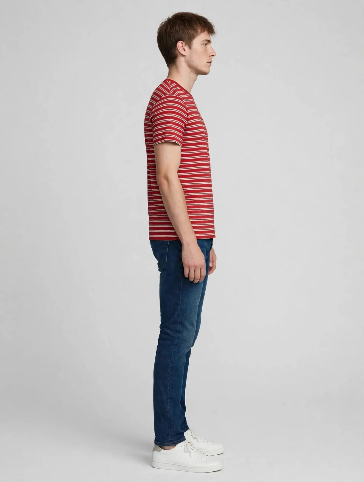Men Red Striped T-Shirt