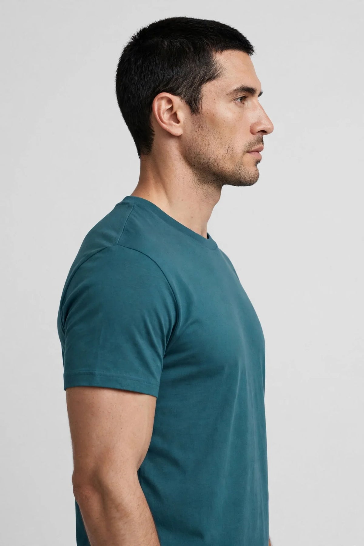 Men Teal Solid T-Shirt