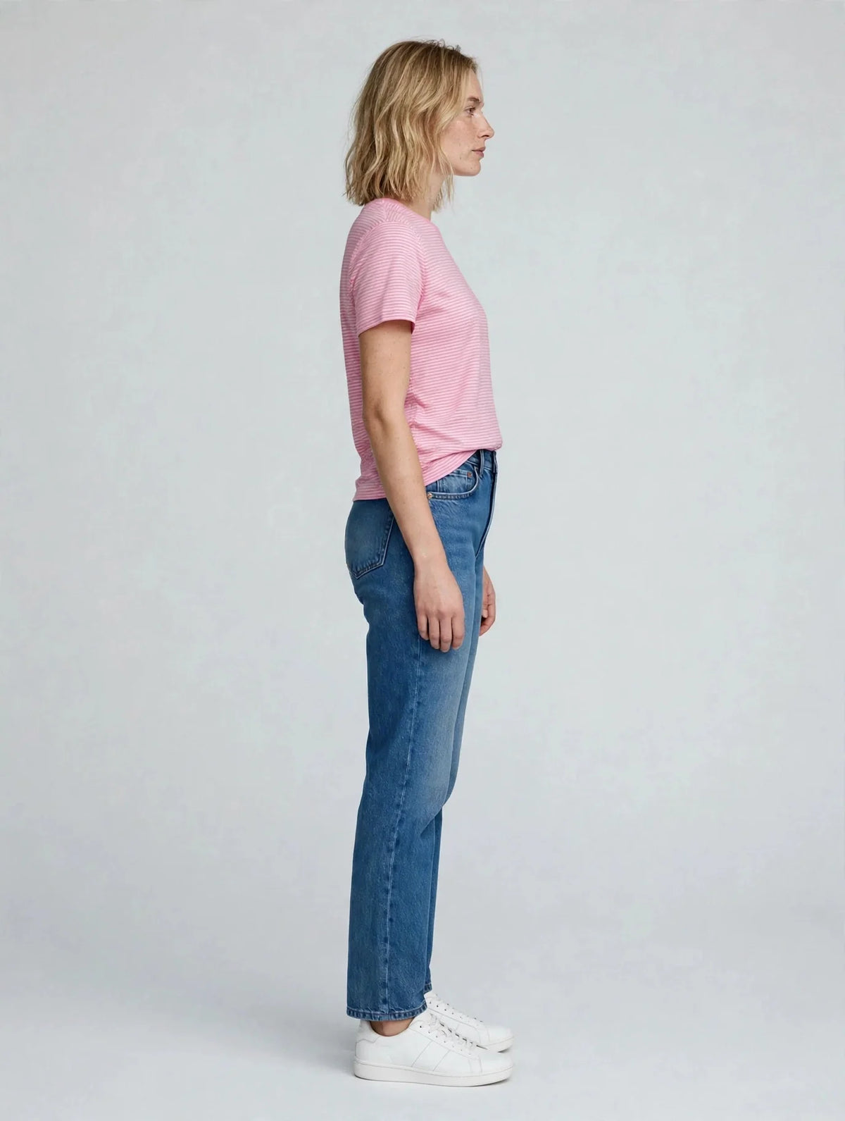 Women Pink Striped T-Shirt