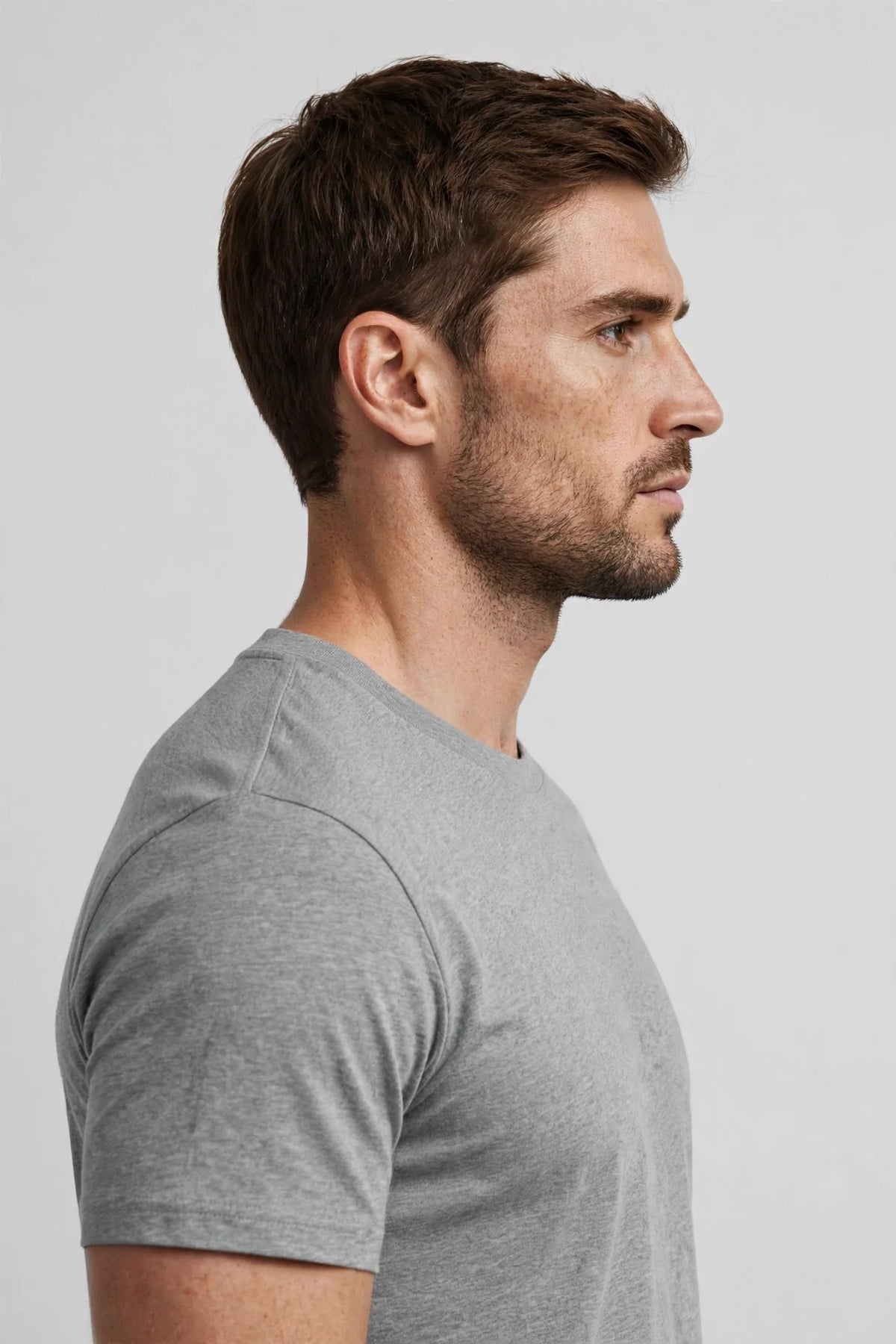 Men Ash Grey Solid T-Shirt