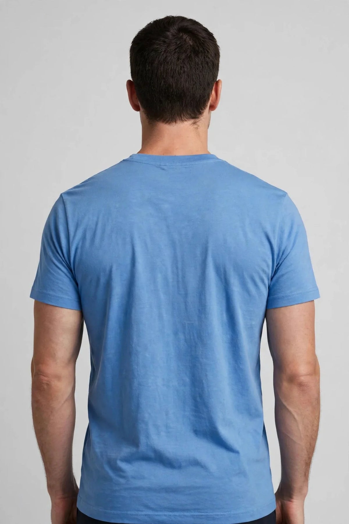 Men Sky Blue Solid T-Shirt