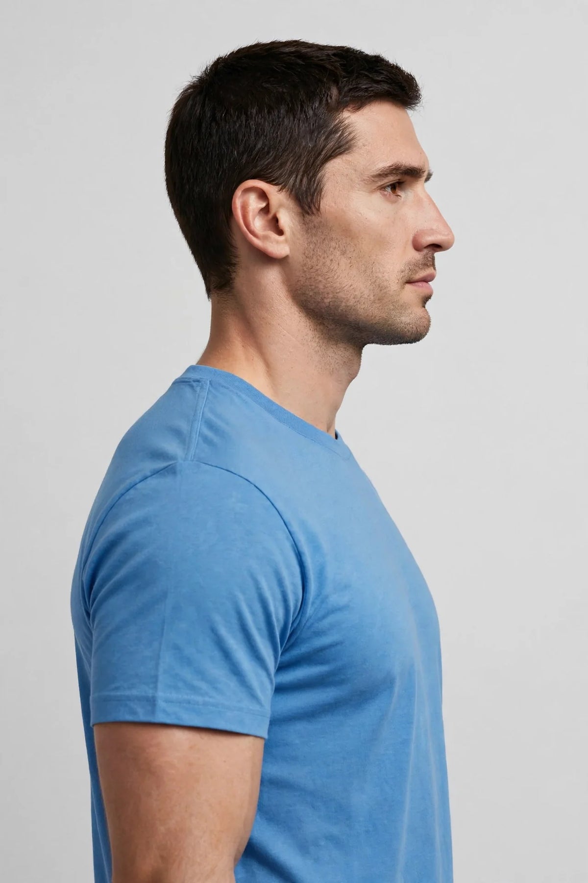 Men Sky Blue Solid T-Shirt