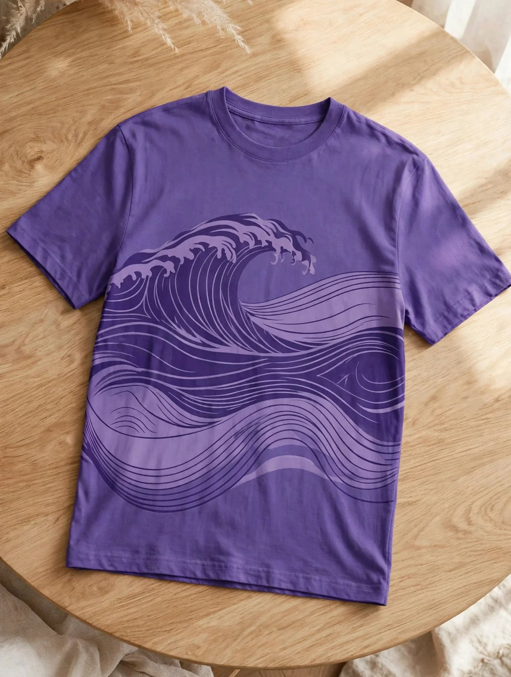 Men Purple Wave Graphic Oversized T-Shirt
