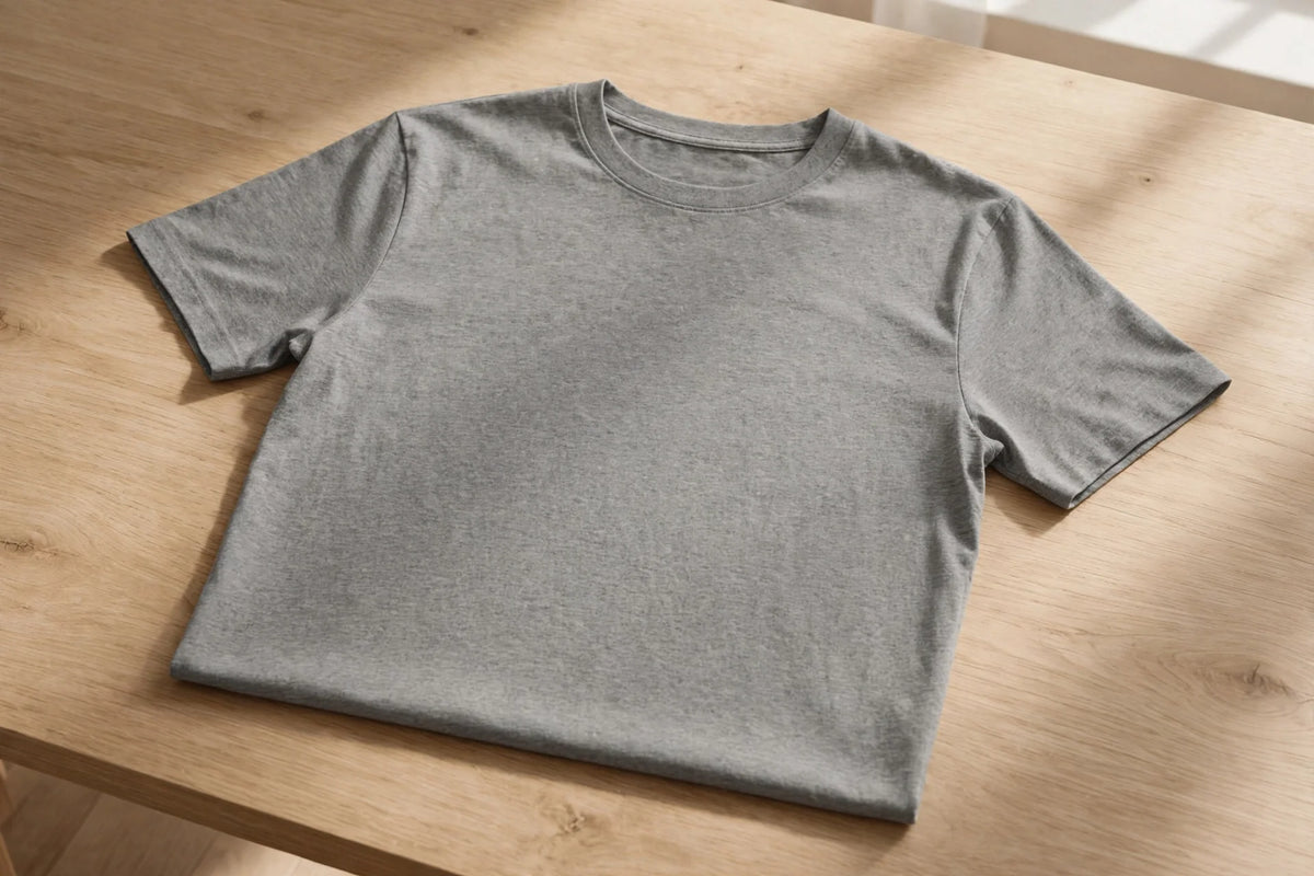 Men Grey Melange Solid T-Shirt