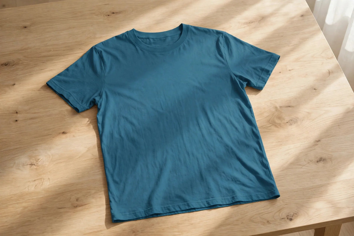 Men Teal Blue Solid T-Shirt