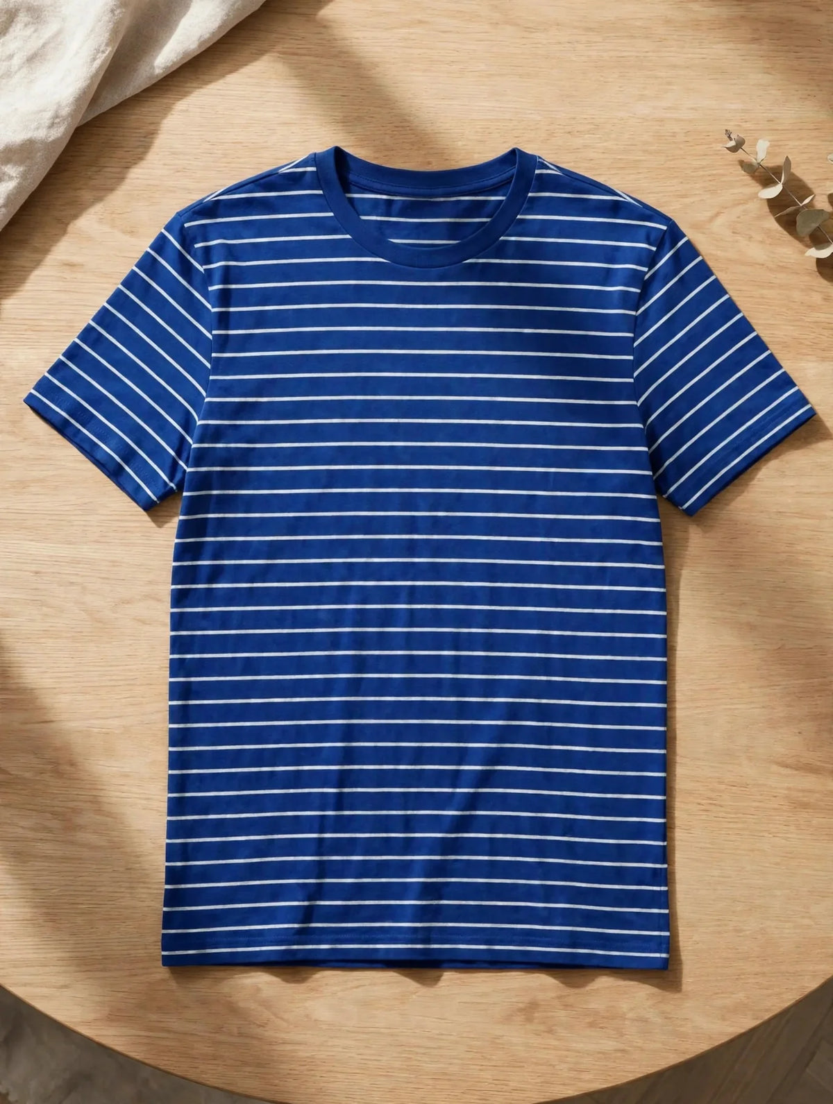 Men Royal Blue Striped T-Shirt
