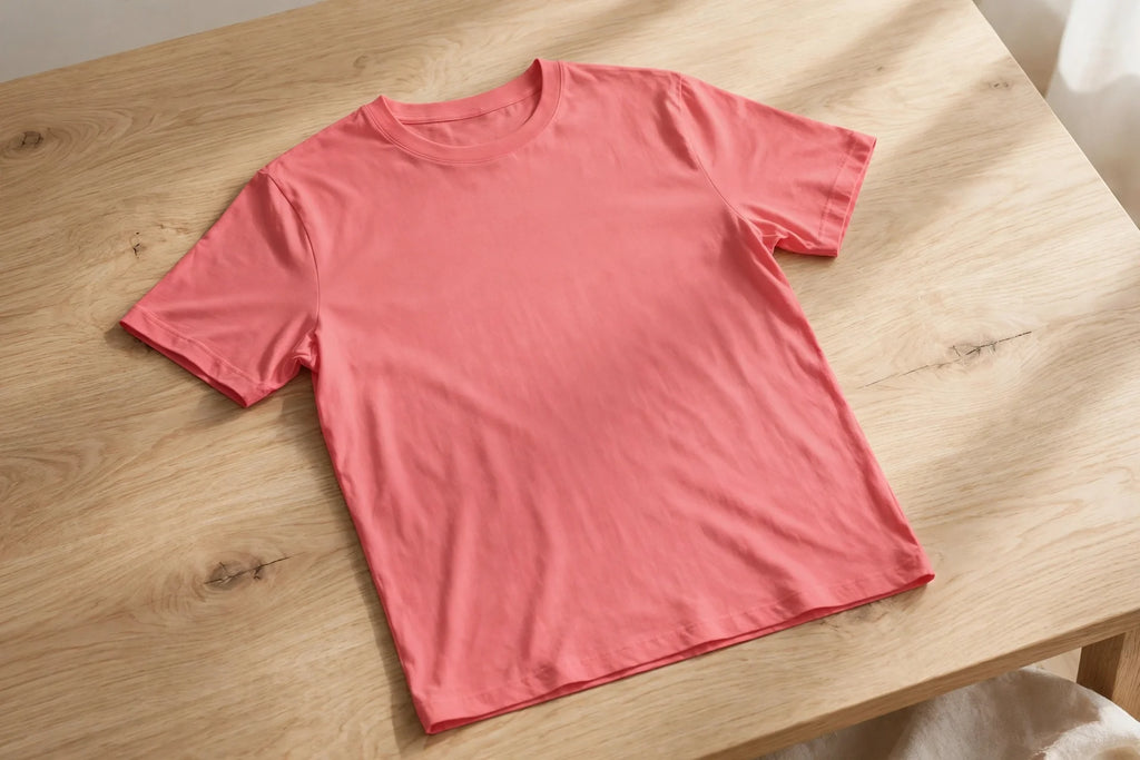 Women Coral Pink Solid T-Shirt