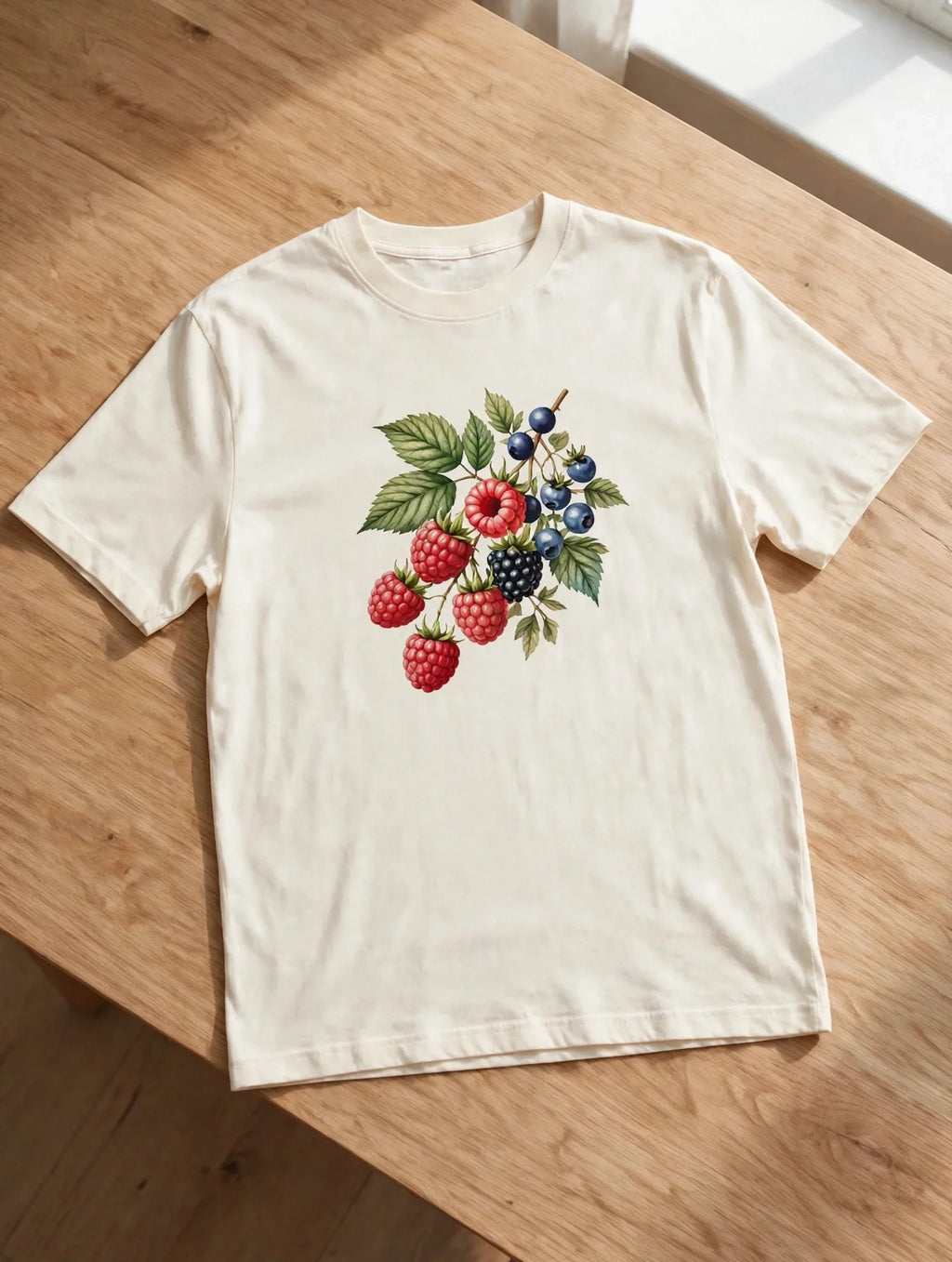 Women Cream Berry Graphic Oversized T-Shirt