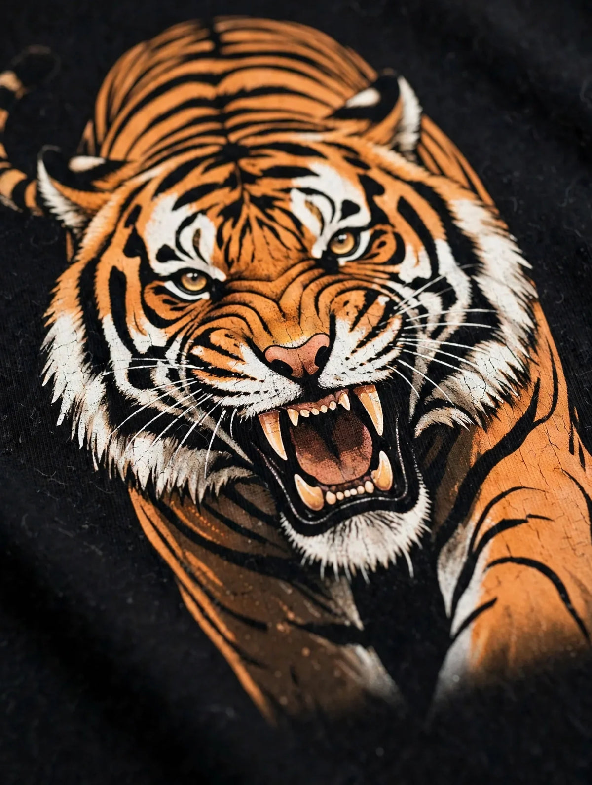 Men Black Tiger Graphic Oversized T-Shirt
