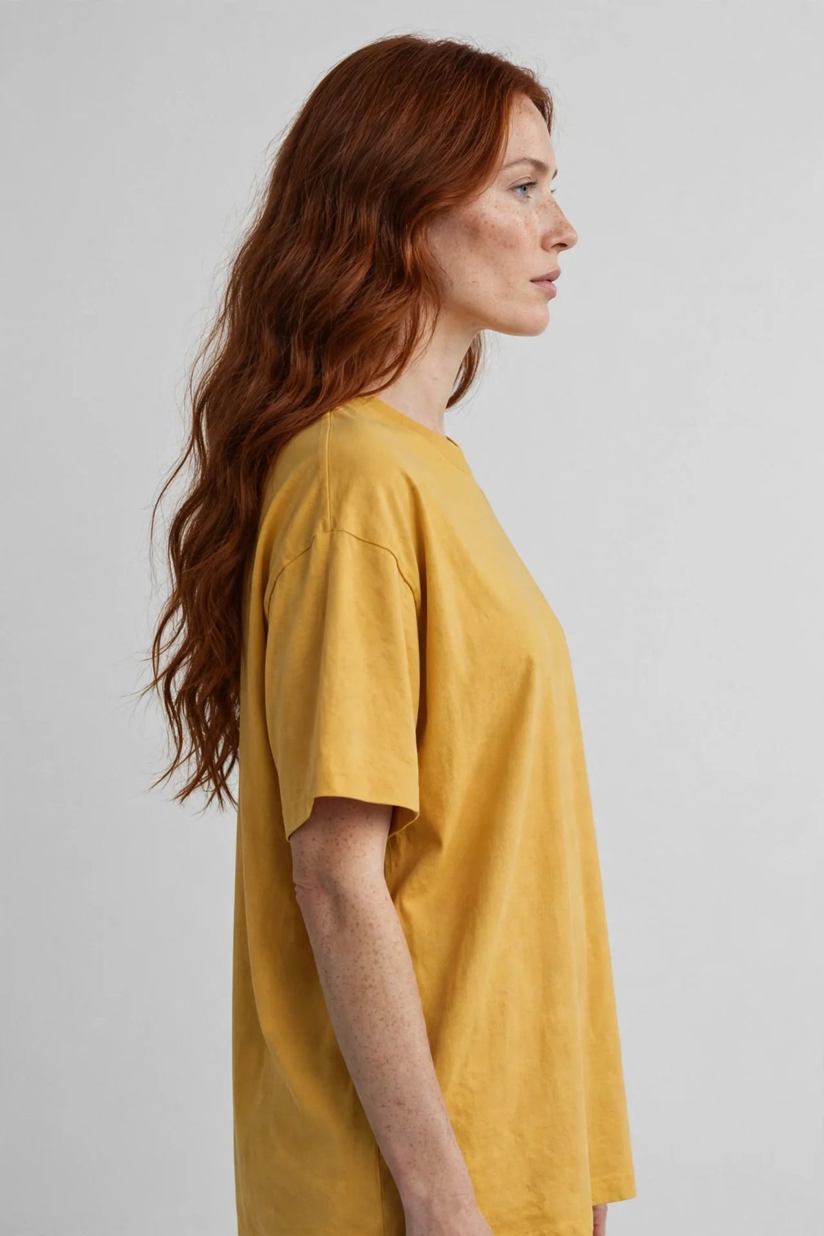 Women Mustard Plain Oversized T-Shirt