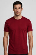 Men Wine Red Solid T-Shirt