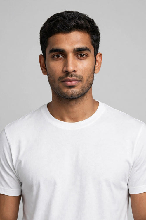 Men Arctic White Solid T-Shirt on model