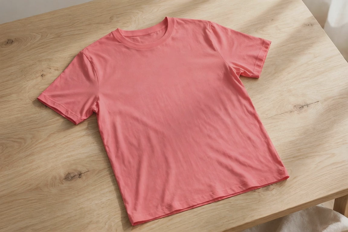 Women Coral Pink Solid T-Shirt