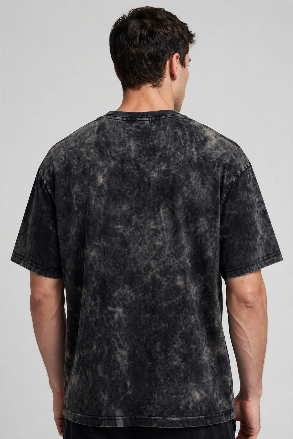 Staying Alive Acid Washed Oversized Tee – 200 GSM – worn by male model, back view