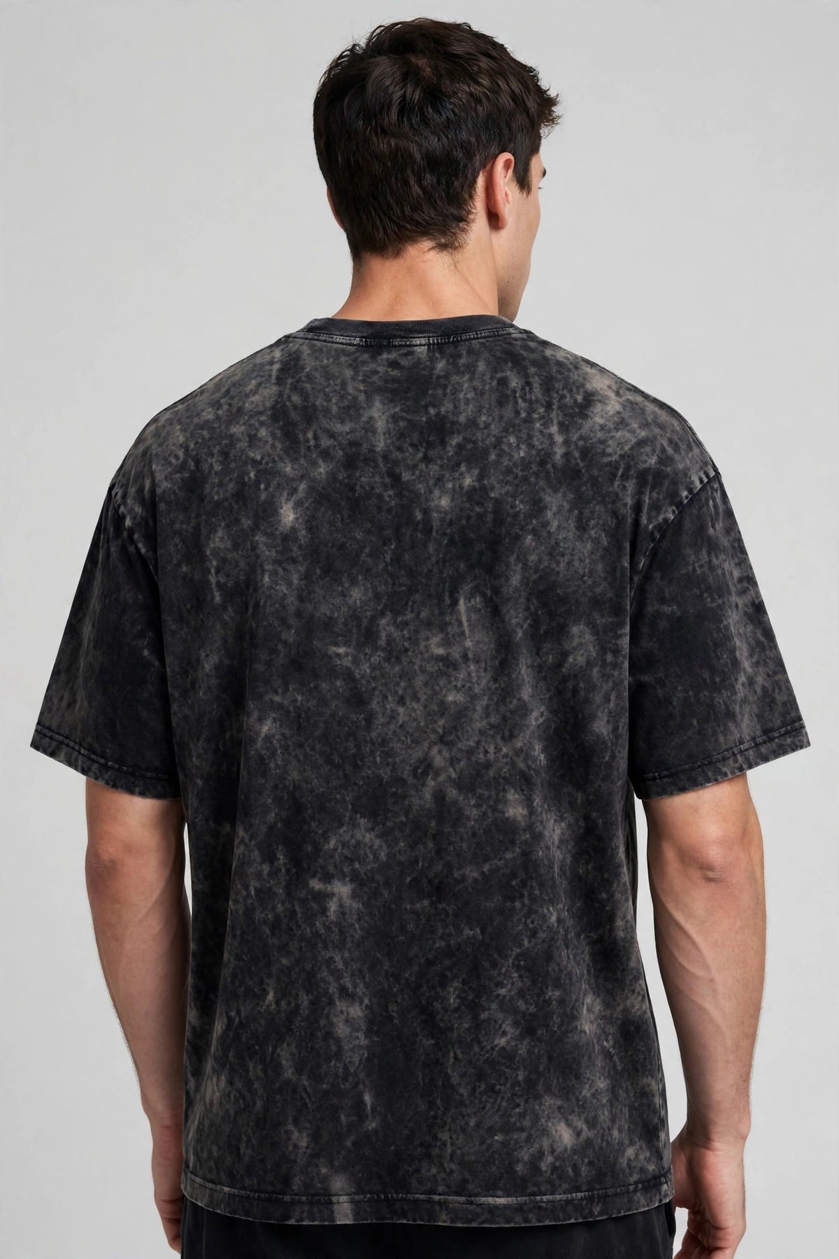 Staying Alive Acid Washed Oversized Tee – 200 GSM – worn by male model, back view