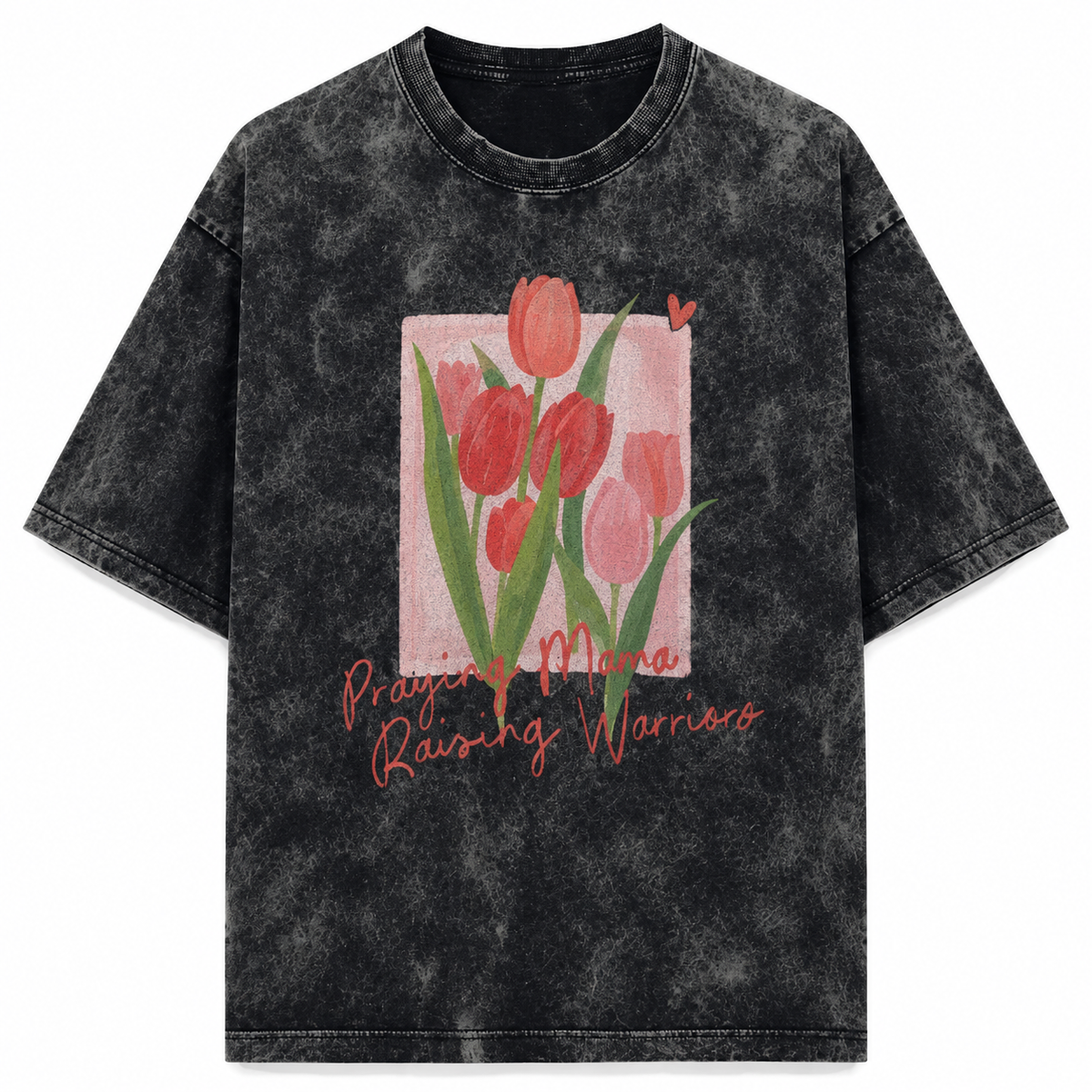 Tulips Acid Washed Oversized Tee – 200 GSM – front view