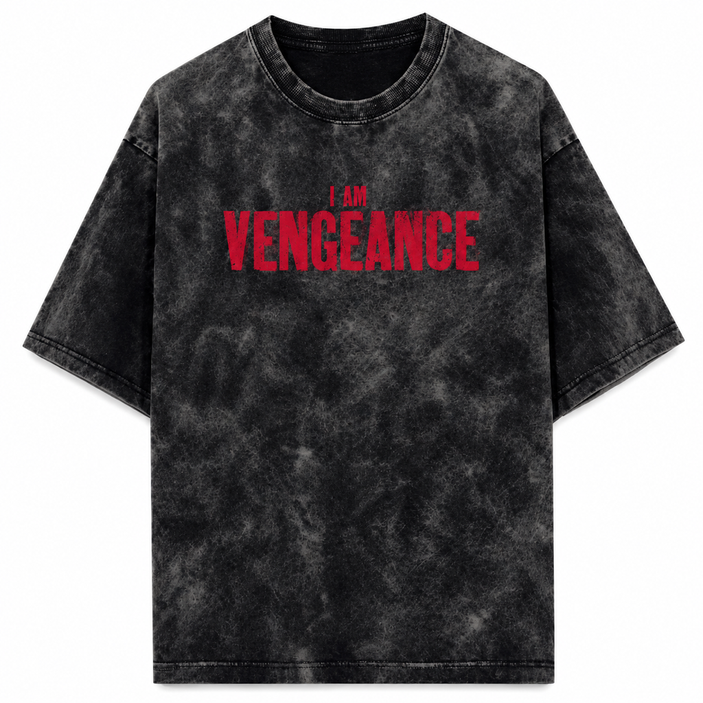 Vengeance Acid Washed Oversized Tee – 200 GSM – front view