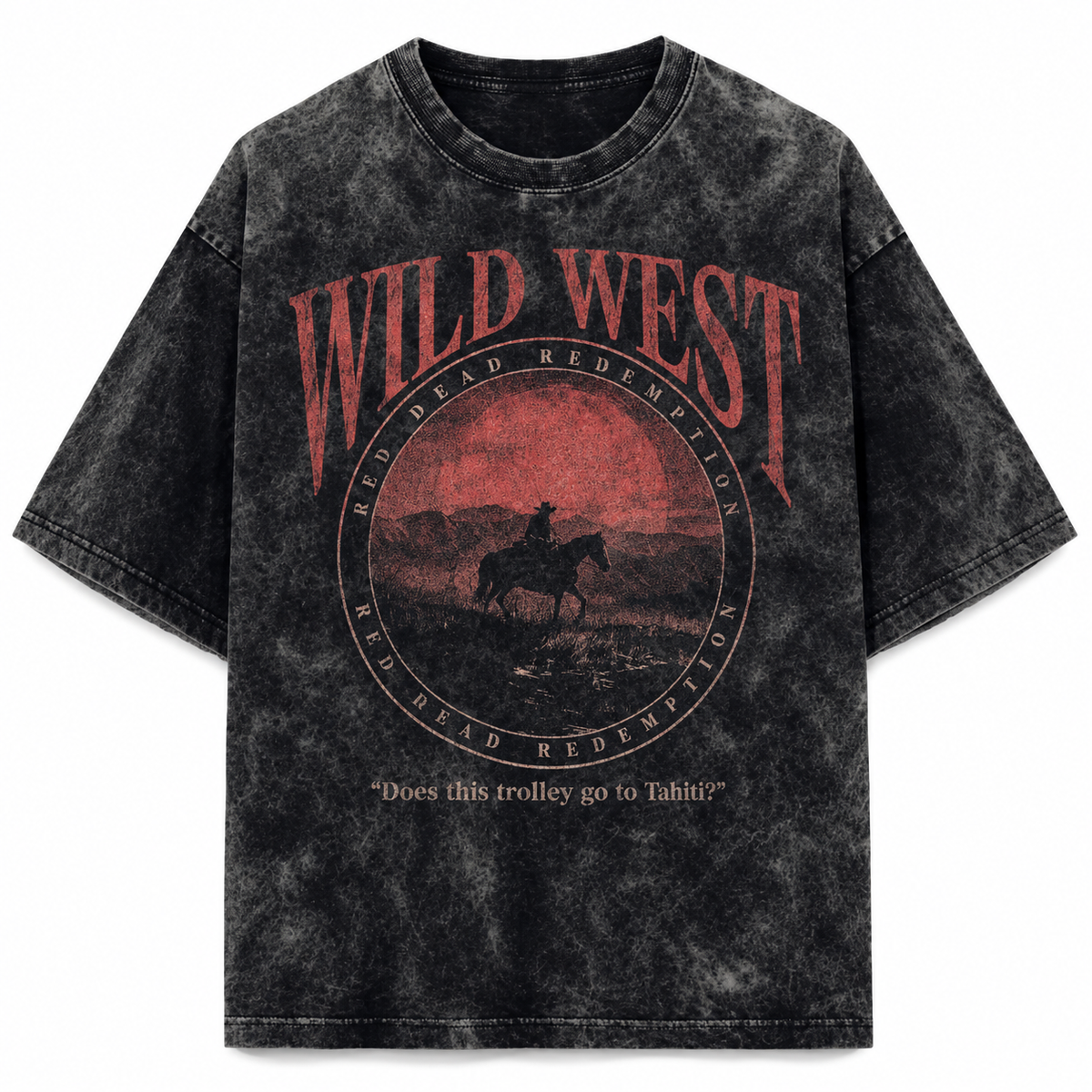 Wild West Acid Washed Oversized Tee – 200 GSM – front view
