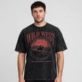 Wild West Acid Washed Oversized Tee – 200 GSM – worn by male model, front view